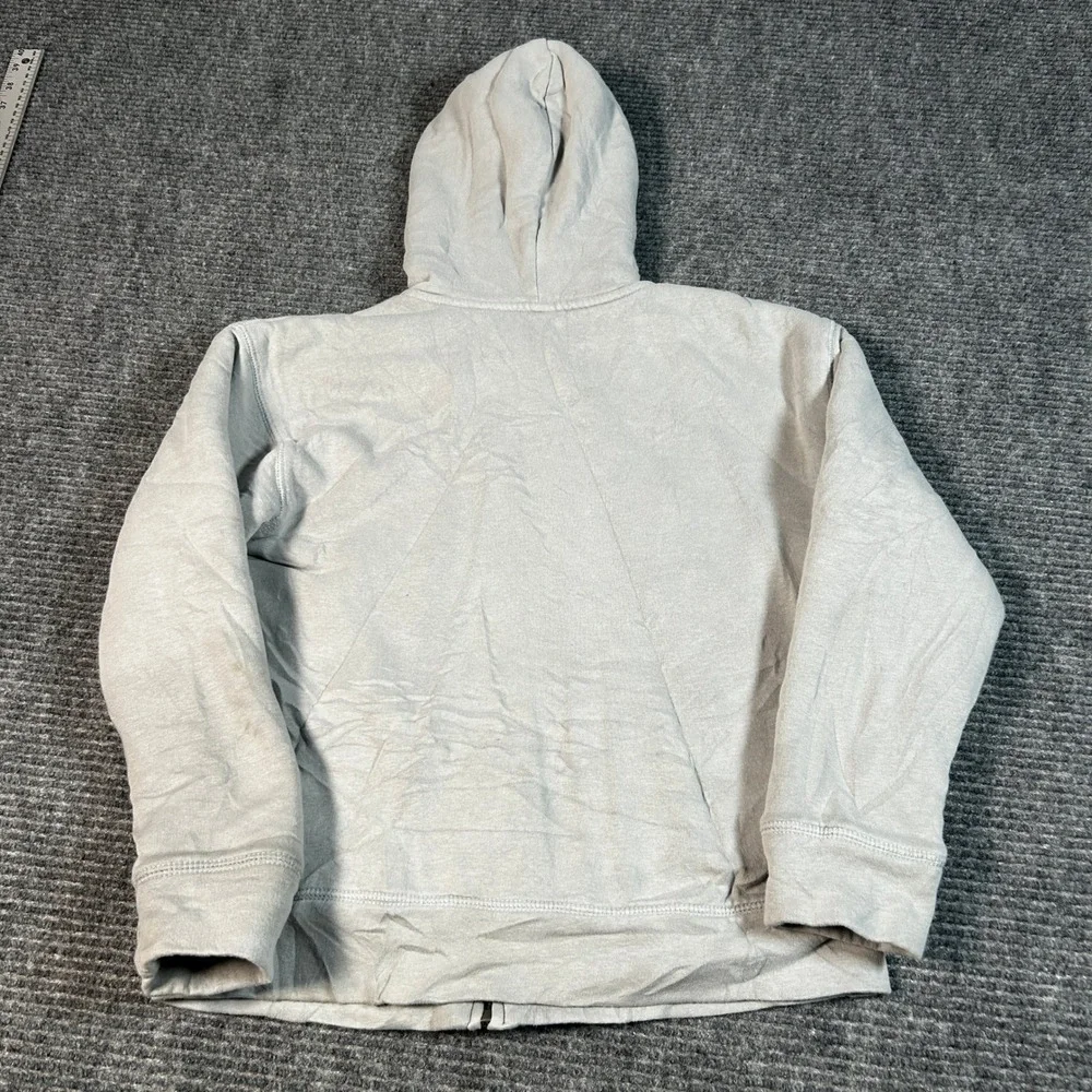 Old Navy Full Zip Hoodie Boys L 10-12 Gray Good Sherpa Lined Logo Sweatshirt